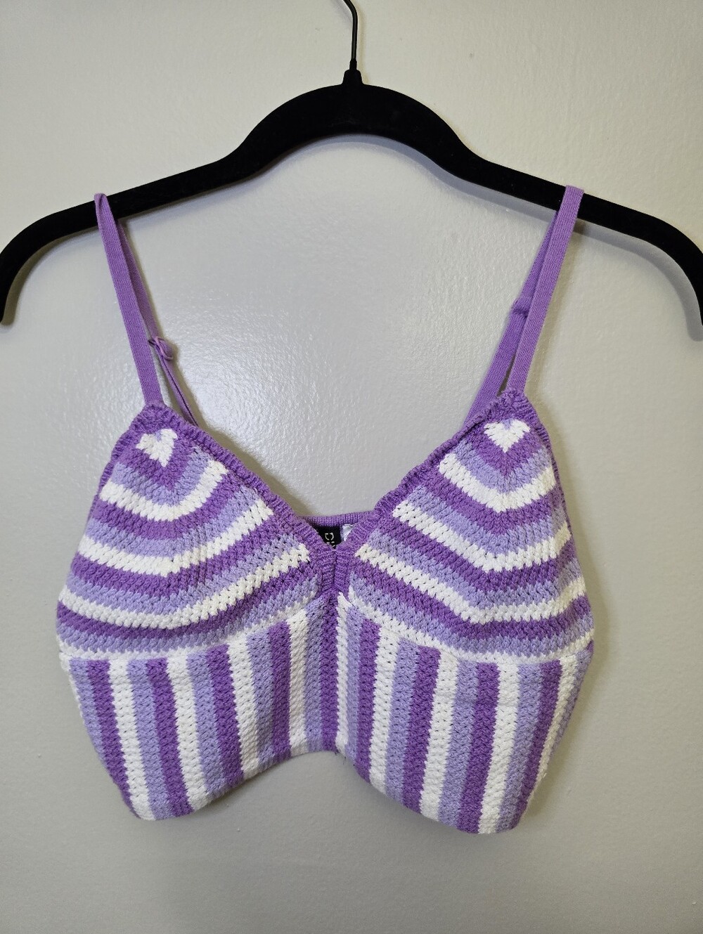 H&M Lavender and White Striped Knit Crop Tank